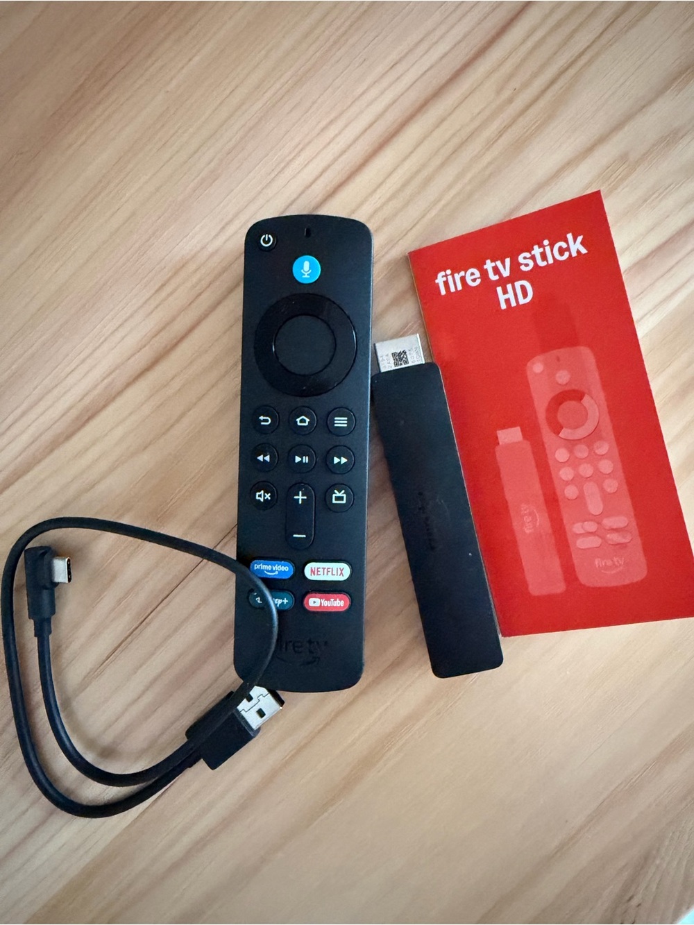 Amazon Fire TV Stick HD Remote and HDMI Stick in Black with Red Insert
